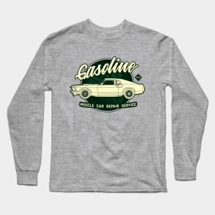 Gasoline, Muscle Car Repair service vintage art Long Sleeve T-Shirt